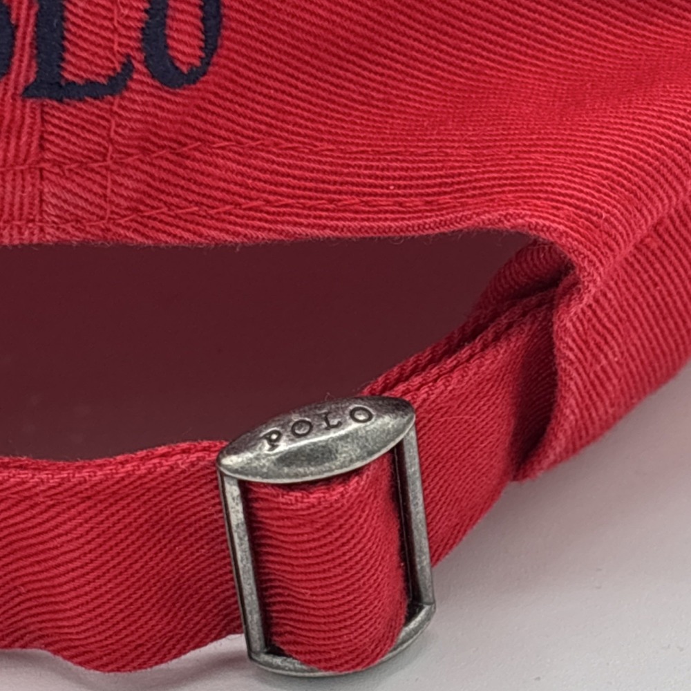 Polo Ralph Lauren Red Adjustable One Size Pony Logo Baseball Cap Hat Spell Out - Picture 5 of 11